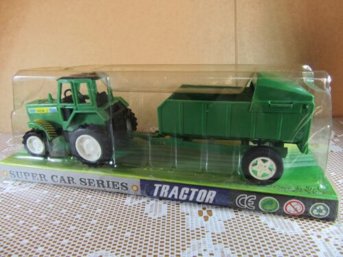 A115 New Ray Tractor + Trailer Farm Motor Toy Plastic New + Box - Picture 7 of 9