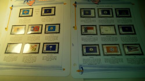 1976 State Flag Stamps Complete Mint Set Mounted on White Ace Album Sheets - Afbeelding 1 van 3
