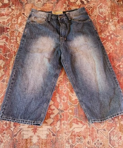 VTG PJ Mark Shorts Mens 34 Blue Denim Jean Hip Hop Baggy Skater Coogi StyleJorts