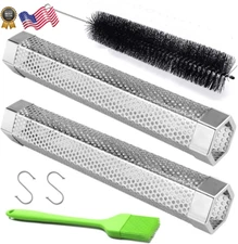 Pellet Smoker Tube 2 Pack 12'' Stainless Steel BBQ Wood Pellet Tube Smoker