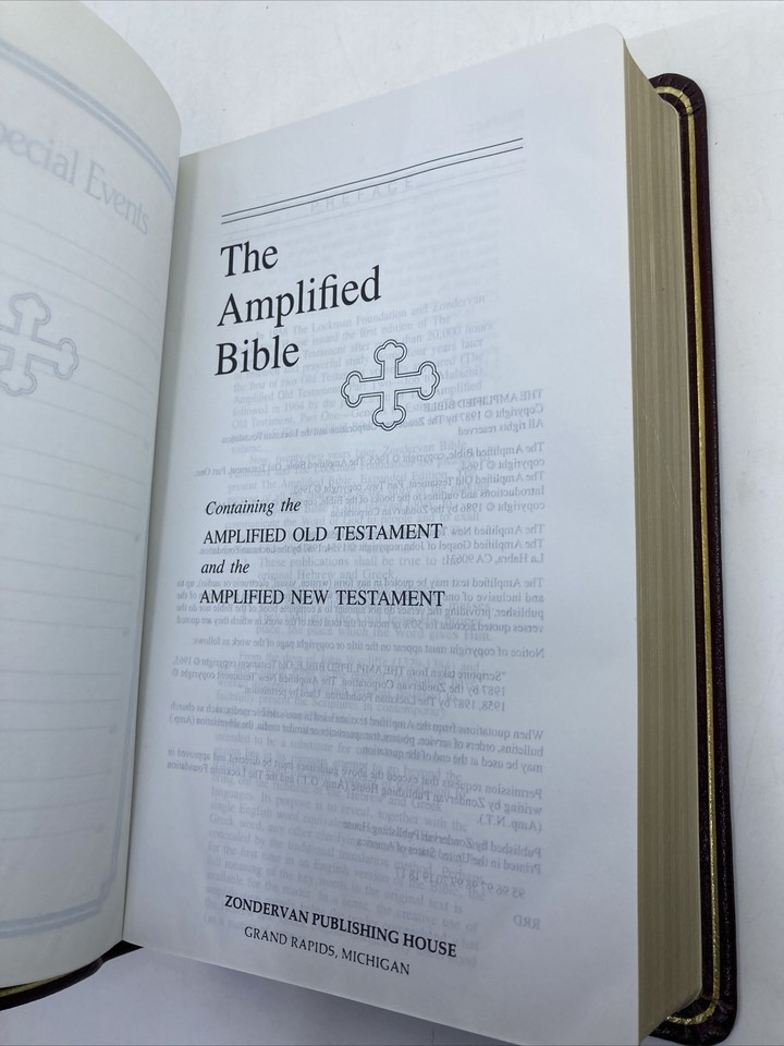 Zondervan 1987 Amplified Bible Classic AMP AMPC Burg Genuine Leather