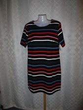 Short Sleeve Knee length Dresses,Old Navy ,LG,SM,Zip Back Multi striped,Black