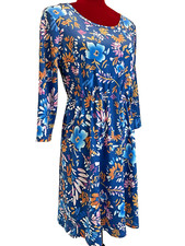 Unbranded - T-Shirt Dress/Blue Floral Pattern/Stretch/Comfort Dress Size M