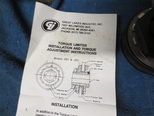 Great Lakes Industry Inc. Torque Limiter 1” Bore Diameter, 250 x 1.000, Open Box - Picture 2 of 3