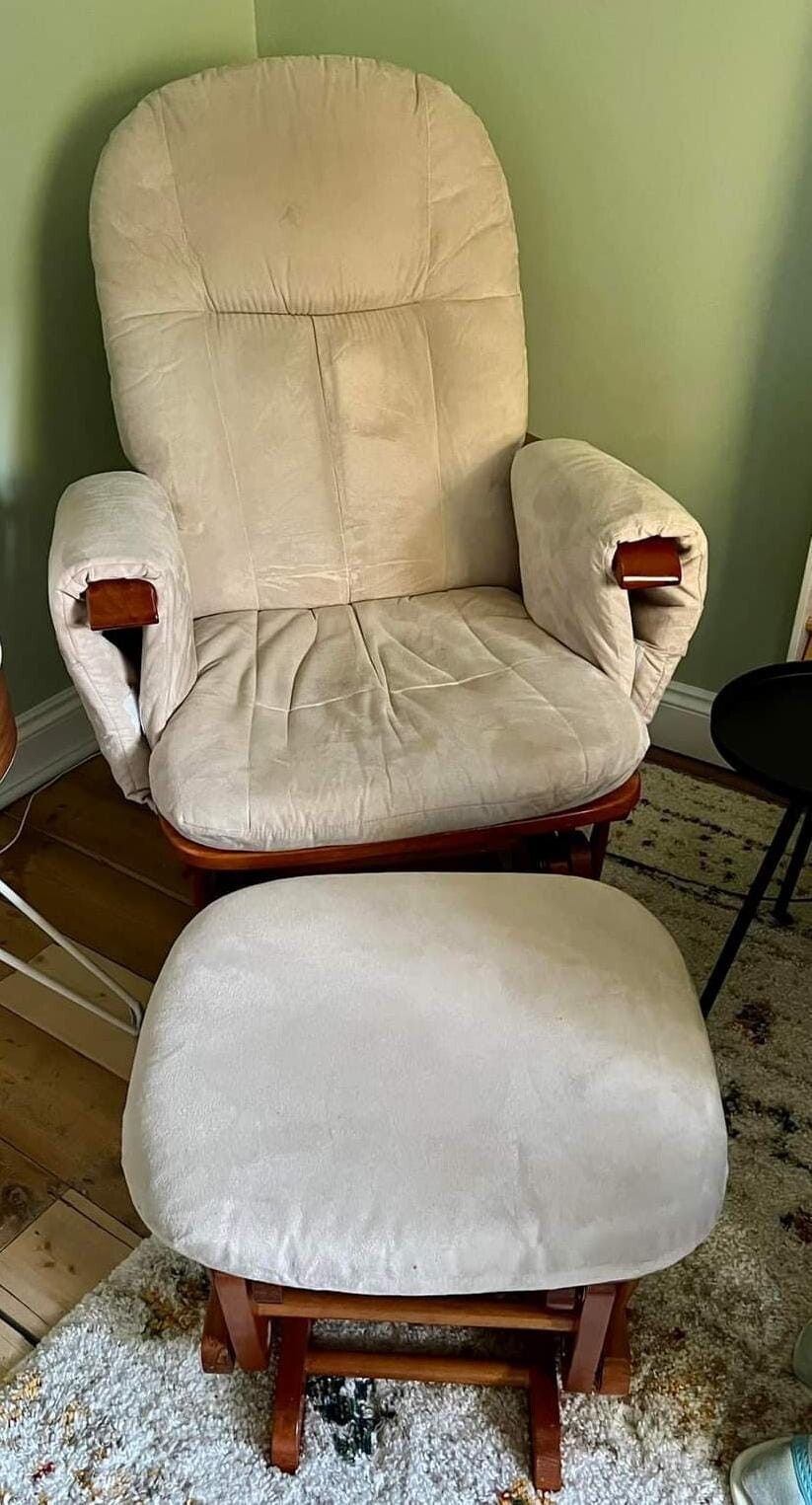 Tutti Bambini Nursing Glider Chair & Footstool Natural Good Condition