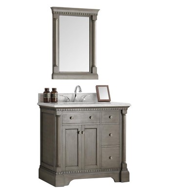 Fresca Kingston 36 Vanity In Antique Silver With Marble Vanity Top And Mirror 817386024267 Ebay