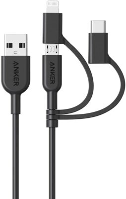 Anker 3in1 Charging Cable Multi Function Charger Cord for iPhone/USB-C/Micro USB