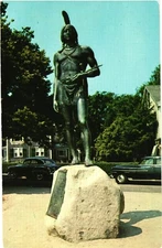 Statue of Massasoit, Protector of The Pilgrims, Plymouth, Massachusetts Postcard