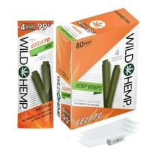 Wild H. Natural Wraps Rolling Papers 80 Total Wraps 20 Pouches / 4 Per (Gelato)
