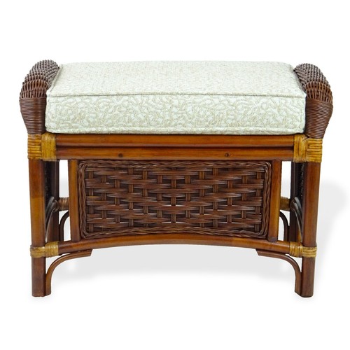 Alexa Ottoman Dark Walnut with Cushion Natural Rattan Wicker Handmade Design - Picture 8 of 8