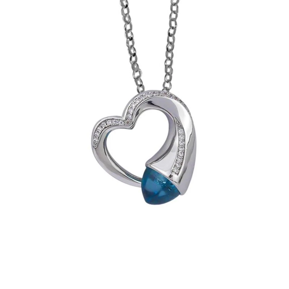Collana Donna BOCCADAMO KGR032M Bronzo Rodiato con Cuore e Pietra Blu - Immagine 2 di 4