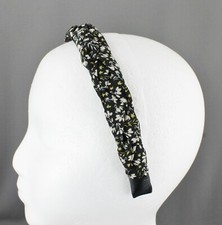 Black floral braided headband soft fabric covered band grip teeth braid flowers