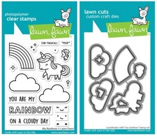 New Lawn Fawn MY RAINBOW Clear Stamps and Die Set LF3362 and LF3363