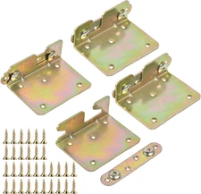 4 Sets Bed Rail Brackets Akamino Heavy Duty Non-Mortise Bed Rail Fittings with S