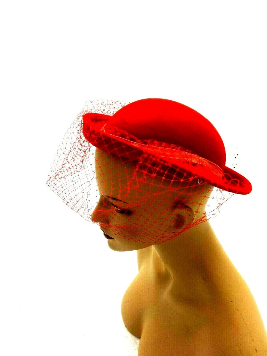 Vintage Bollman Doeskin Felt 100% Wool HAT - Red with pink  display picture 1
