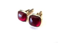 2Ct Round Cut Lab Created Red Ruby Men's Fancy Cufflinks 14K Yellow Gold Plated