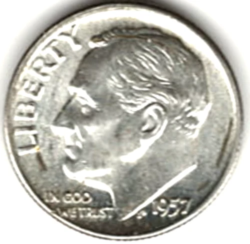 1957 ROOSEVELT DIME in BRILLIANT UNCIRCULATED CONDITION stk R 109