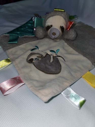 Taggies Sloth Lovey Security Blanket Plush Satin Back Teal - Picture 4 of 17