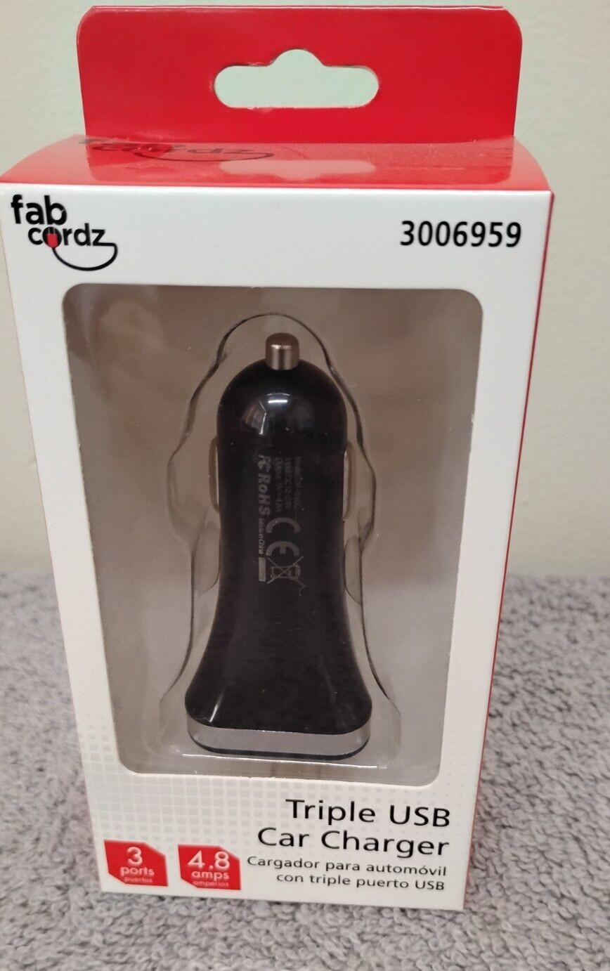 2 PK TRIPLE USB CAR CHARGER W/ 4.8 AMPS # 3006959 NEW. (03)