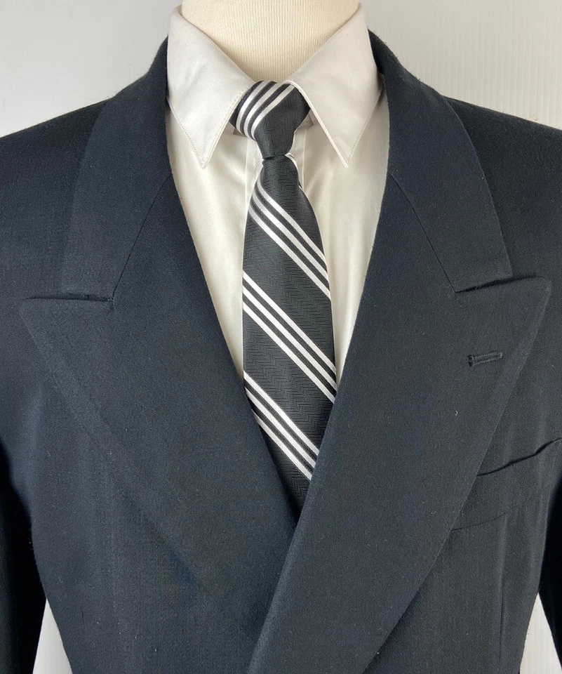 GIORGIO BRUTINI Mens 44L Black Soft Double Breast 2 Piece Suit With Pants 38x34 - Image 3 of 4