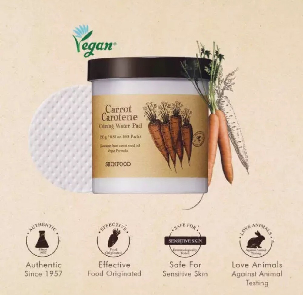 SKINFOOD Carrot Carotene Calming Water Pad 60 pads (250g) (US Seller)