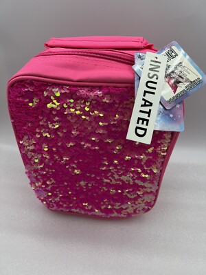 Hot Pink Color Change Sequins Insulated Lunch Bag Zippered A22 NWT