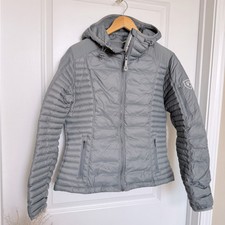 Kuhl Projekt Spyfire Hooded Down Puffer Jacket Women's Size Medium Gray Silver