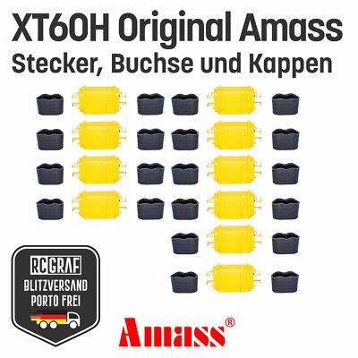 XT60H Original Amass  XT60 Akku Stecker Buchse Gelb Kappe 1 2 3 4 5 10 Paare