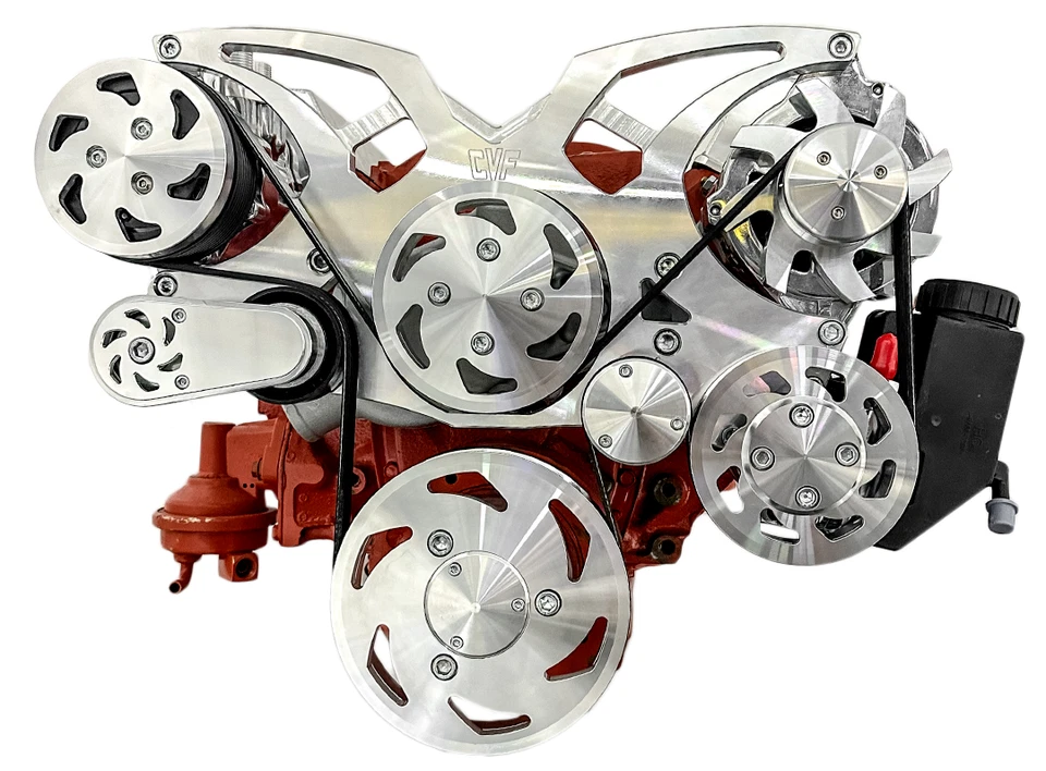 Kit de conversão de polia Chevy Serpentine bloco pequeno ALT PS A/C SBC 350 383 - Imagem 2 de 4