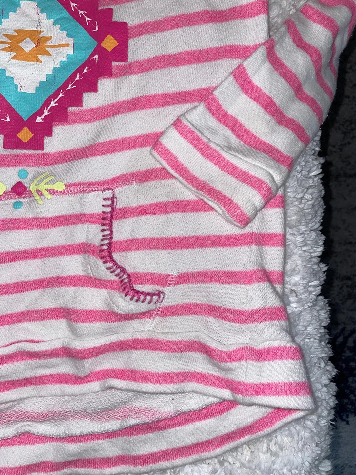 Meninas Billabong tamanho. Moletom listrado rosa L. Fofo, divertido - Imagem 3 de 4