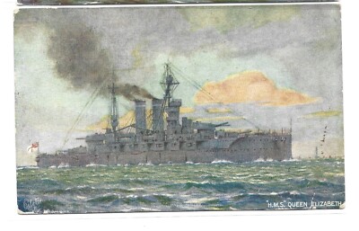 Tuck's Post Card - H.M.S. Queen Elizabeth - Battleship
