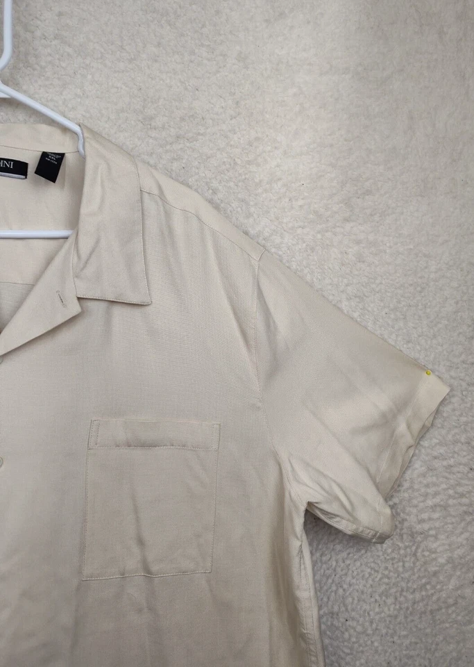 Camisa para hombre Brandini XXL Crema 100% seda Manga corta Abotonada Comodidad Casual Foto 3 de 4