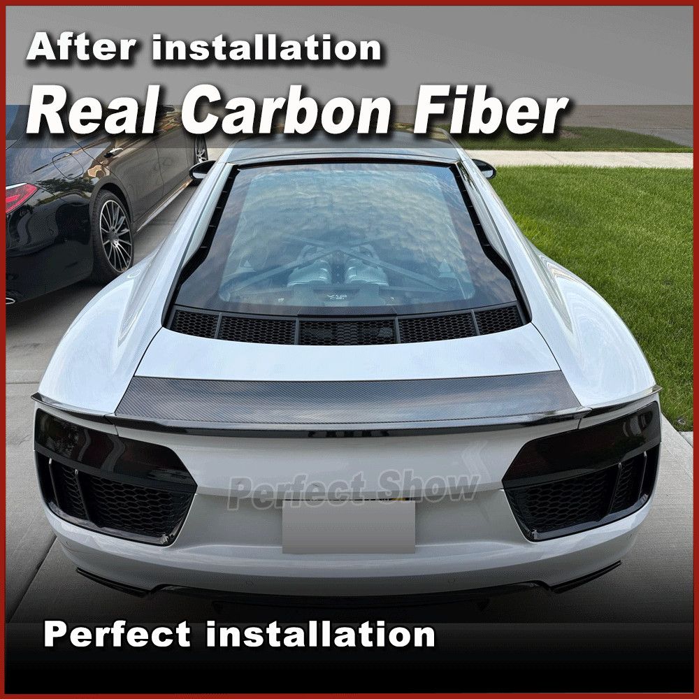 Fit For Audi R8 Coupe 2016-2022 Real Carbon Fiber Rear Trunk Lip Spoiler Wing