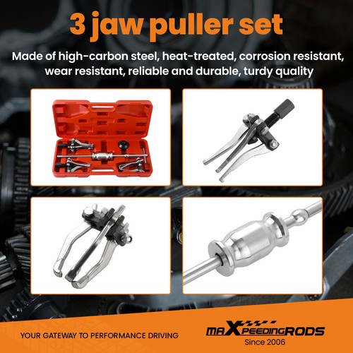5PC 3 Jaw Gear Bearing Slide Hammer Puller Set with Three catches outside US - Picture 5 of 12