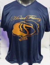 HF Men's Sport Cool DRI Performance V-Neck Tee Blue with Gold Glitter Large