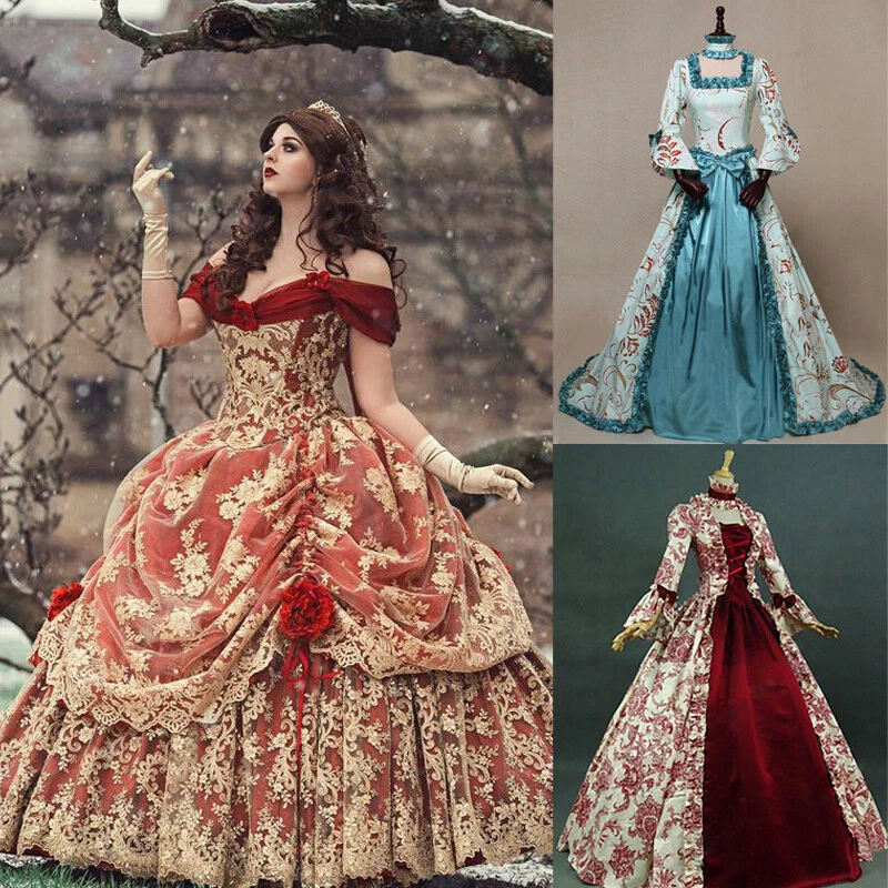 Women Vintage Medieval Victorian Dress Renaissance Ball Gowns Dresses  Costume