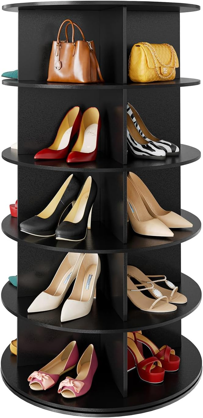 5-Tier Spinning Shoe Rack Tower with 360° Rotation