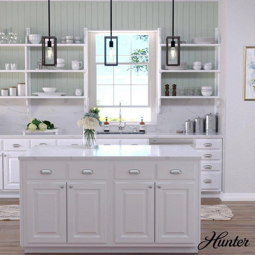 Hunter Squire Manor 1-Light Matte Black Island Mini Pendant Light - Picture 6 of 7