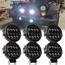 6x 7 Round Led Work Light Bar Drl Combo Pods Off Road Driving Lights 4wd Black
