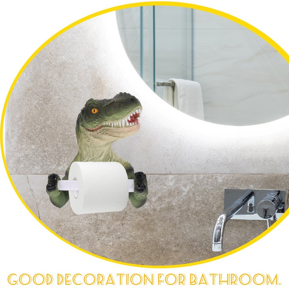 Paper Hanger Rack Resin Dinosaur Toilet Paper Holder No Punching Bathroom Roll Paper ...