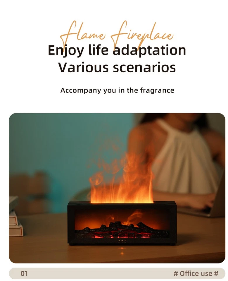 Fireplace Flame Air Diffuser Colors LED Aroma Aromatherapy Ultrasonic Humidifier - Image 3 of 4
