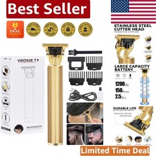 Professional Cordless Hair and Beard Trimmer with Adjustable Combs   Gold Finish