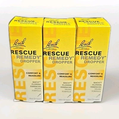 3 x Bach Rescue Remedy Drops 10ml - Relieves Your Stress Naturally - 30ml Total