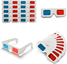 100 Pairs 3D Cardboard Glasses Universal Anaglyph 3D Glasses Cardboard Paper Red