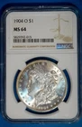 1904-O U.S. MORGAN SILVER DOLLAR - KM#110 - NGC SLABBED - MS64 - SLAB IS CHIPPED