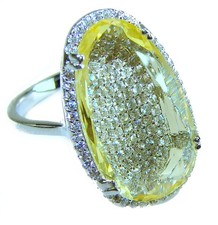 12.5ct Citrine Sterling Silver Ring size: 8 Handmade Oval Gemstone Jewelry