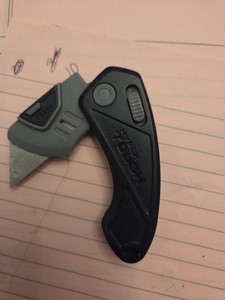 HYPER Tough Folding Utility Knife, Steel Blade 1in, Black/Gray