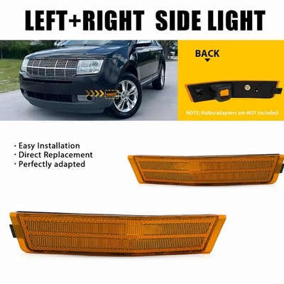 2x Front Fender Side Marker Lights Housings Amber For 2007-2010 Lincoln MKX EXR
