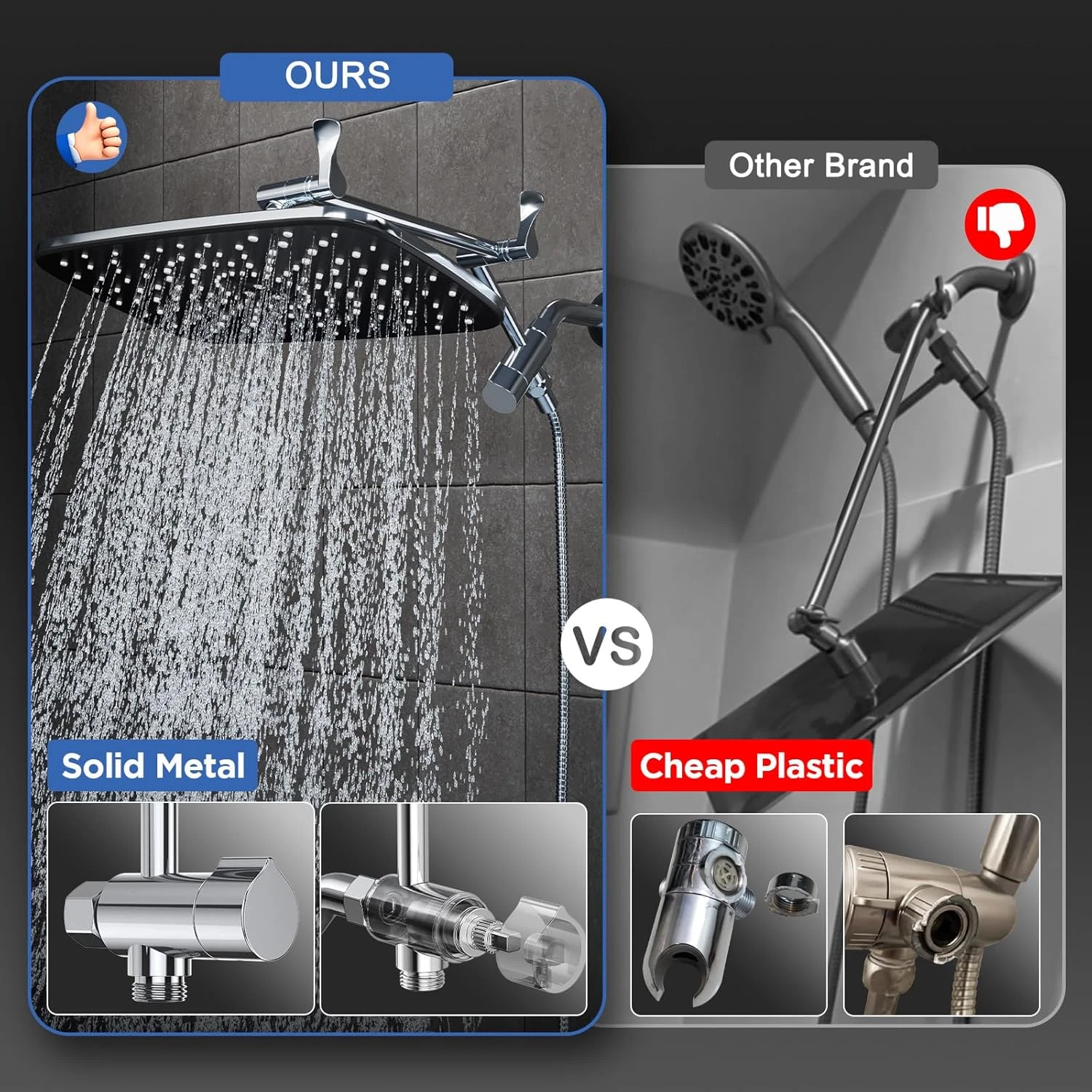 11.8" Rain Shower Head w/ Handheld High Pressure Dual Shower Chrome Silver NEW