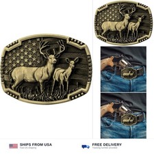 Western Deer Buck Belt Buckle for Men Cowboy American Patriotic Adult
